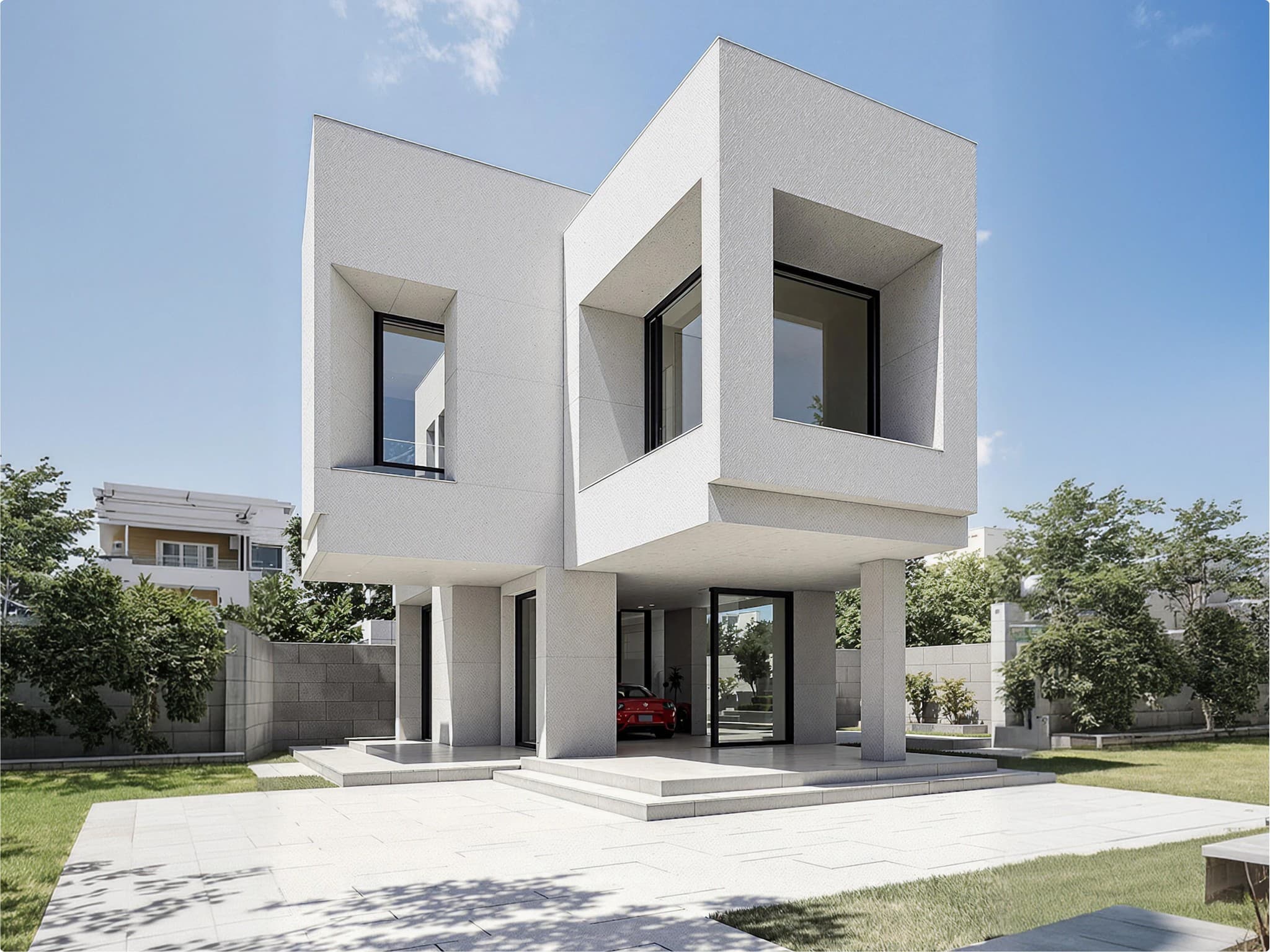Contemporary home exterior with clean architectural lines
